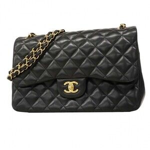 Chanel Shoulder Bag, Large Matelassé, Double Flap, Chain, Lambskin, Black, Wo...